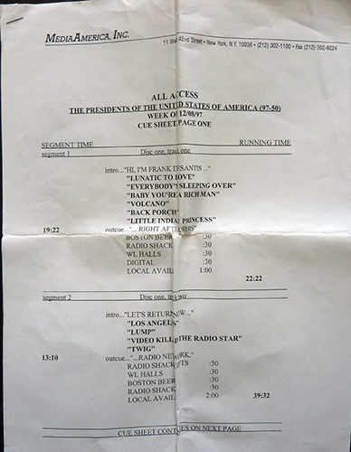 all access cue sheet